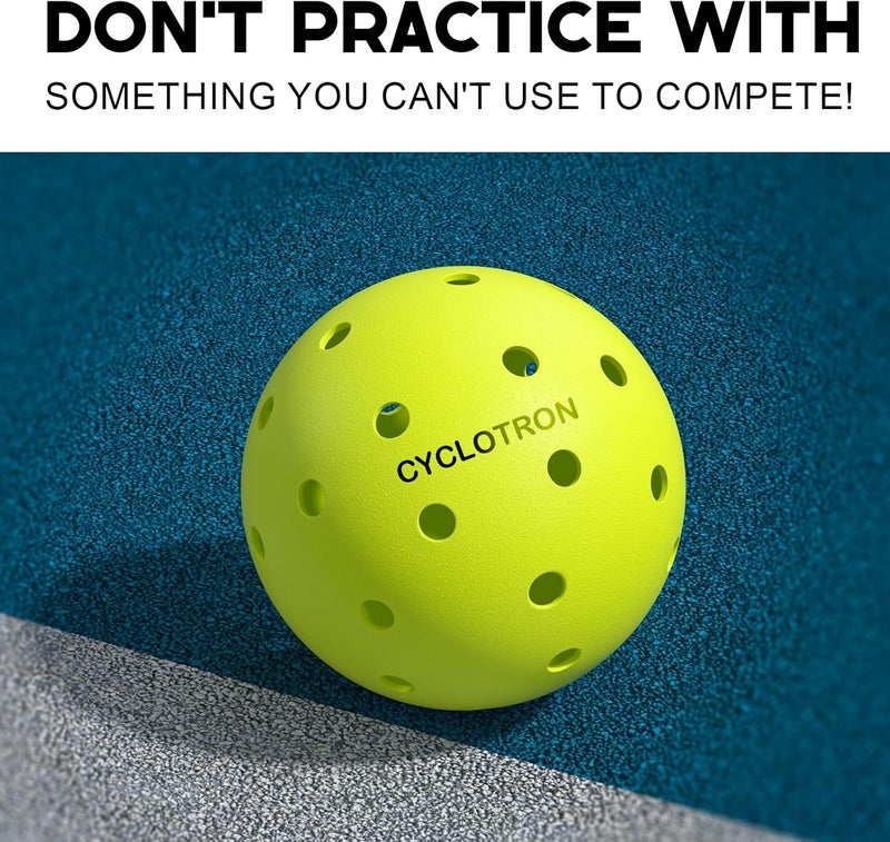 cyclotron P-40 Outdoor Pickleball Balls – USAPA Approved Pickleballs, 40-Hole Precision Design, High Visibility, Durable Seamless HDPE Construction, 3/6 Pack - Image 5